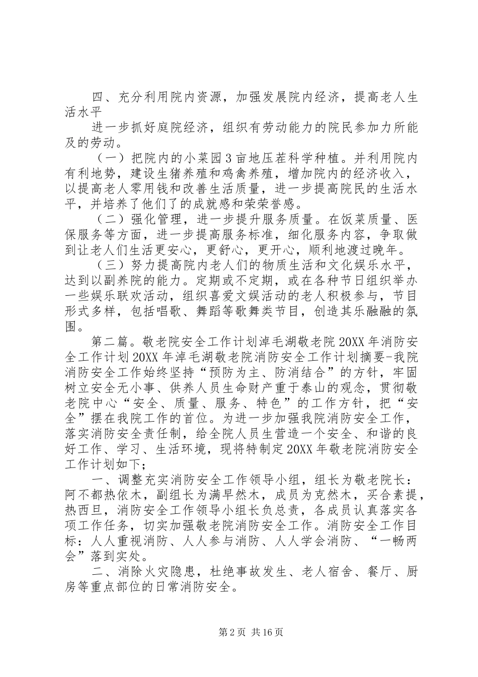 敬老院的新年工作计划_第2页