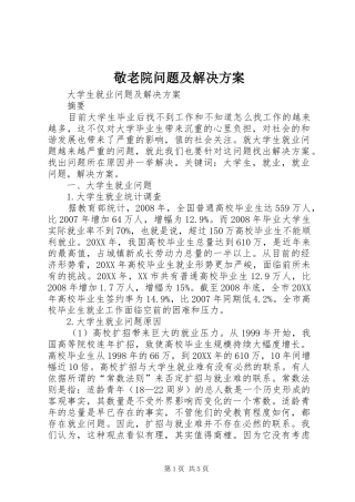 敬老院问题及解决方案