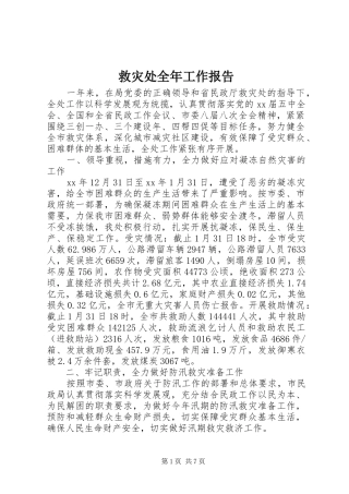 救灾处全年工作报告