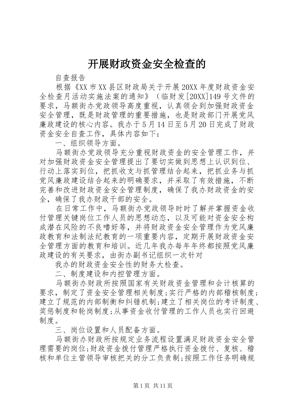 开展财政资金安全检查的_第1页