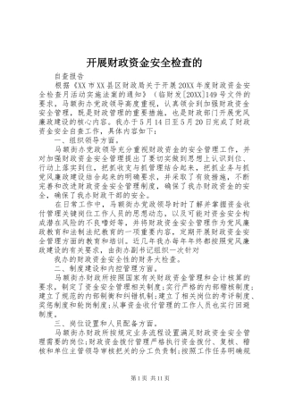 开展财政资金安全检查的