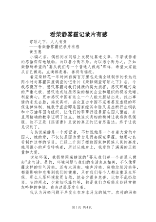 看柴静雾霾记录片有感