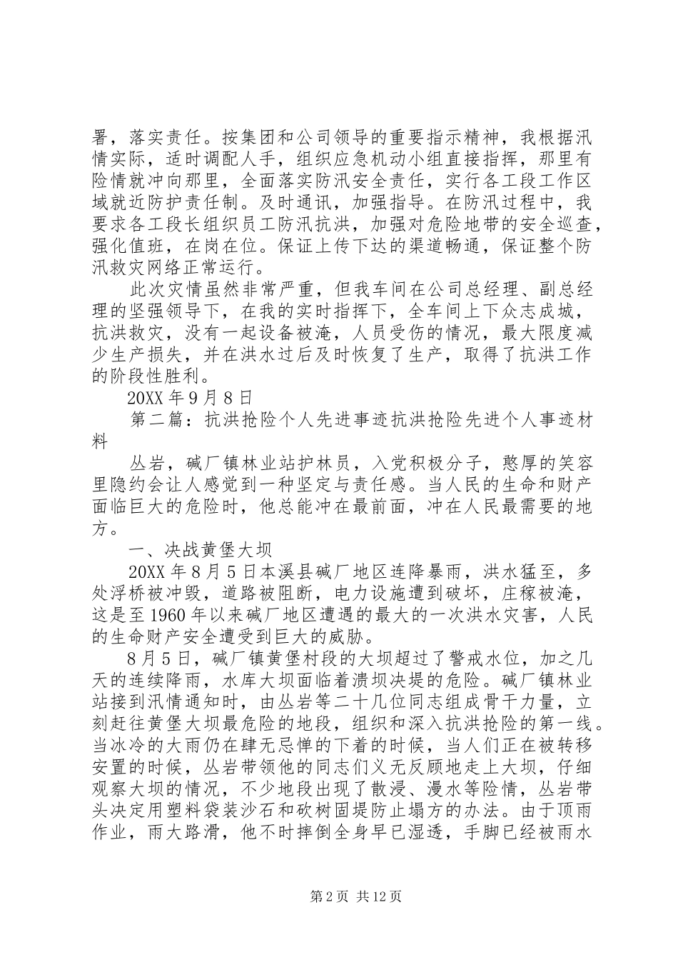 抗洪抢险个人先进事迹材料_第2页