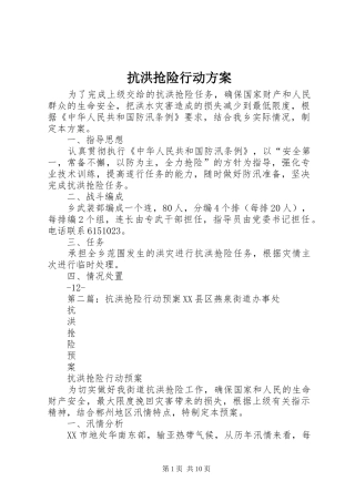 抗洪抢险行动方案