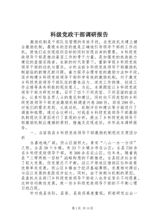 科级党政干部调研报告
