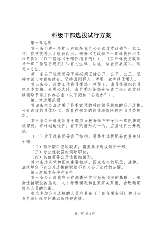 科级干部选拔试行方案