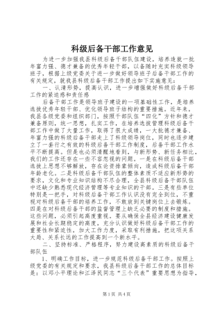 科级后备干部工作意见