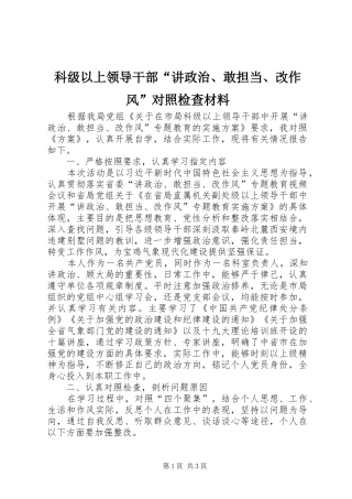 科级以上领导干部讲政治敢担当改作风对照检查材料