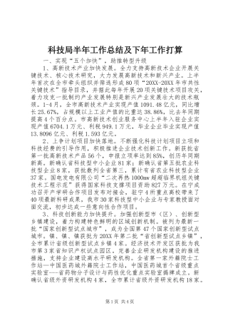 科技局半年工作总结及下年工作打算