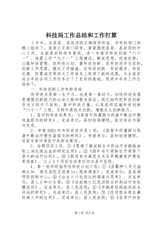 科技局工作总结和工作打算