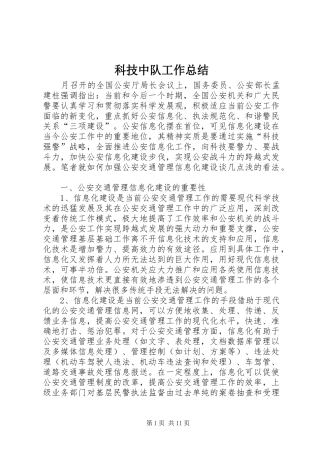 科技中队工作总结