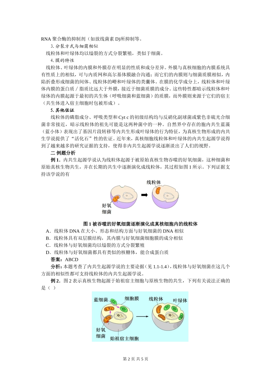 例析线粒体和叶绿体的内共生起源学说_第2页
