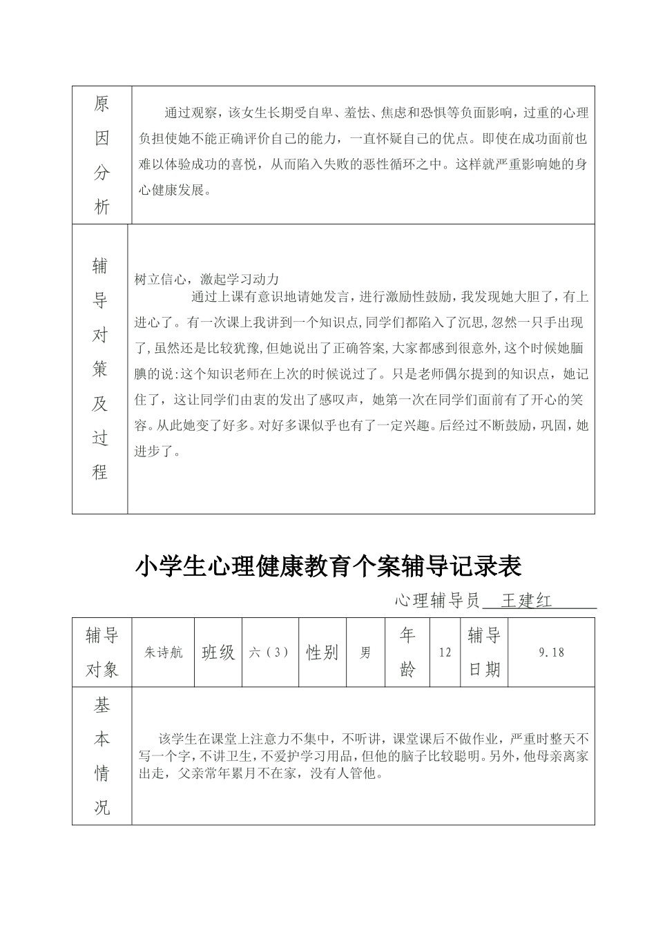 六(3)小学生心理健康教育个案辅导记录_第3页