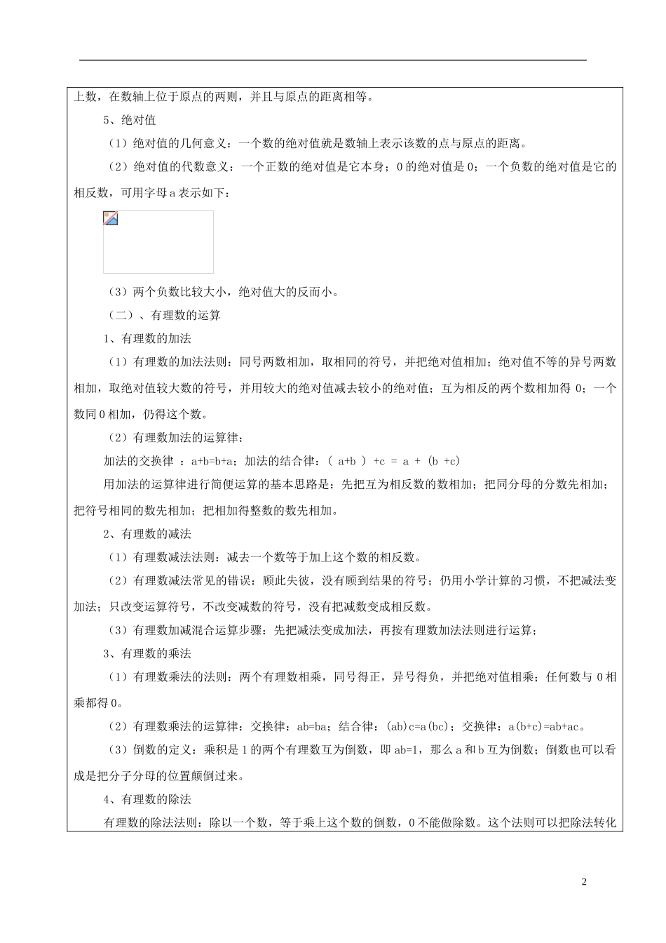 六年级数学下册7.2有理数复习教案新人教版五四制_第2页