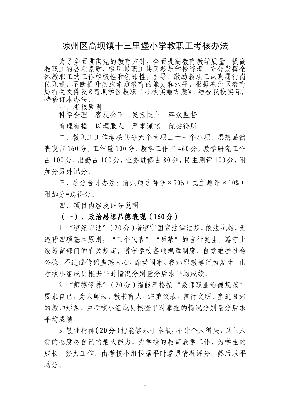 六坝中学教师考核办法_第1页