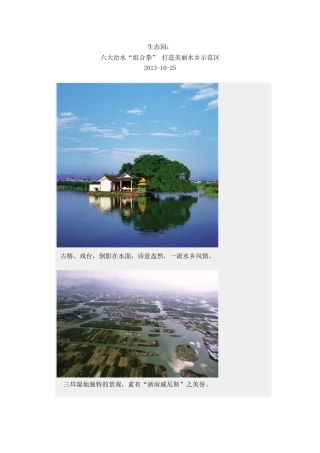 六大治水“组合拳”-打造美丽水乡示范区