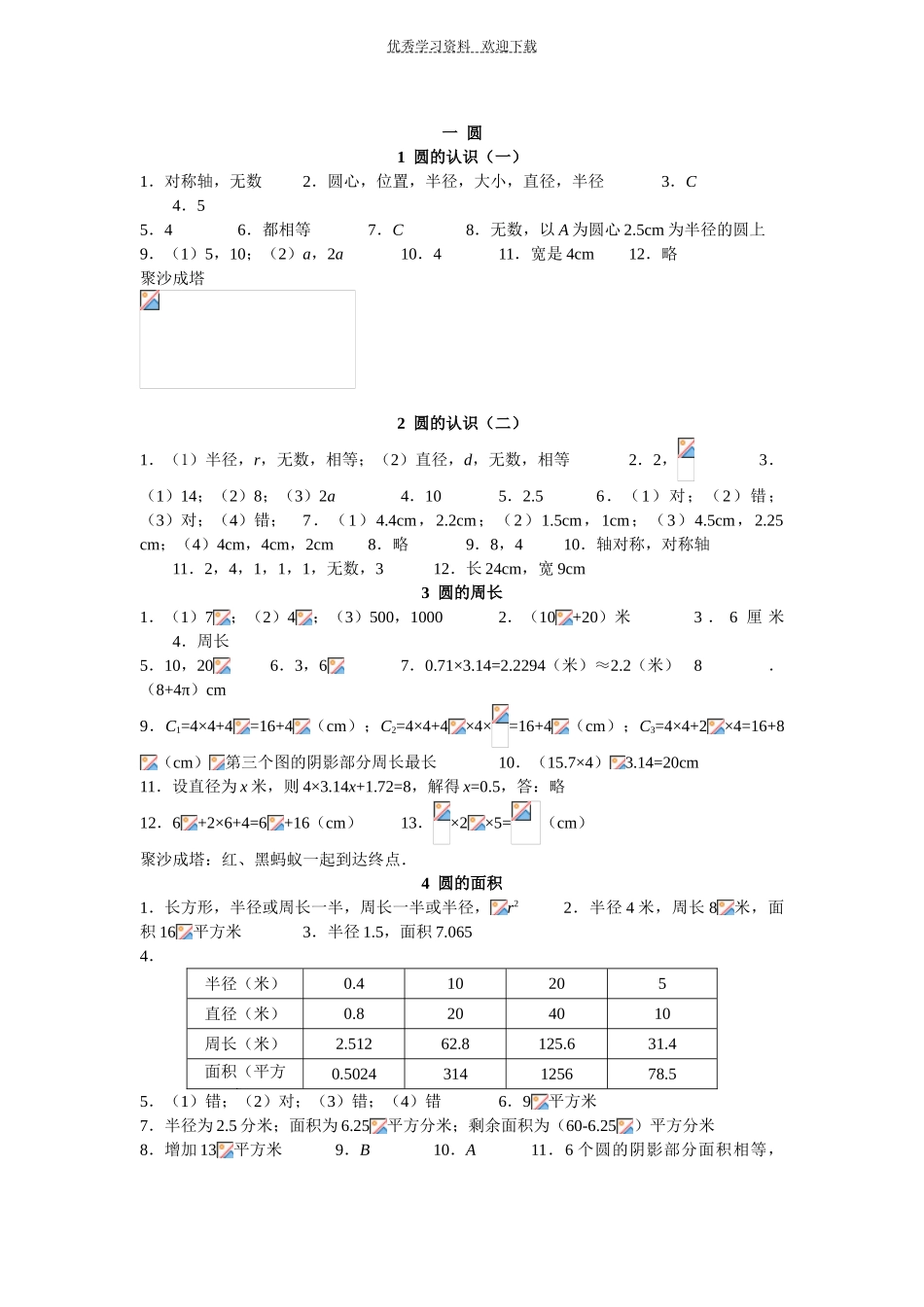六年级数学资源与评价答案(同名1106)_第1页