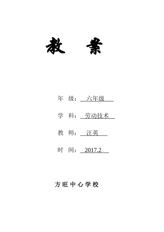 六年级下册劳技教案