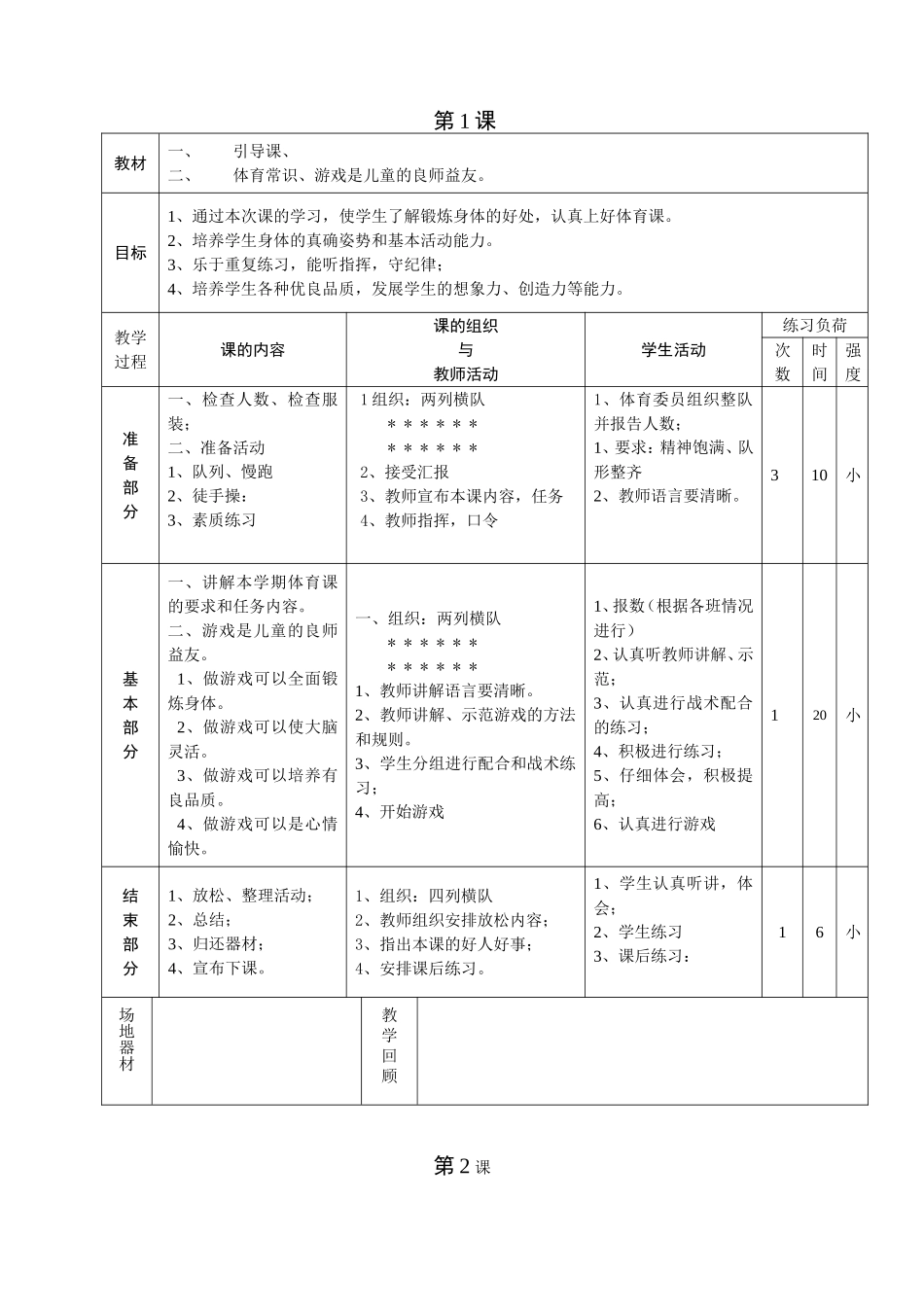 六年级体育课教案_第1页