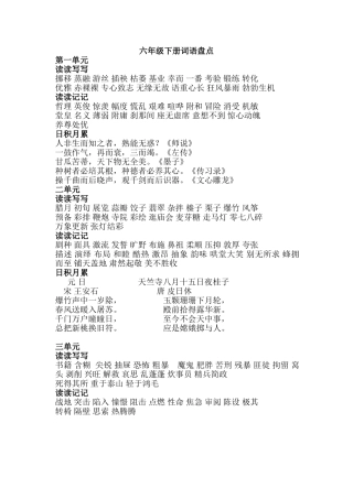 六年级下册词语盘点