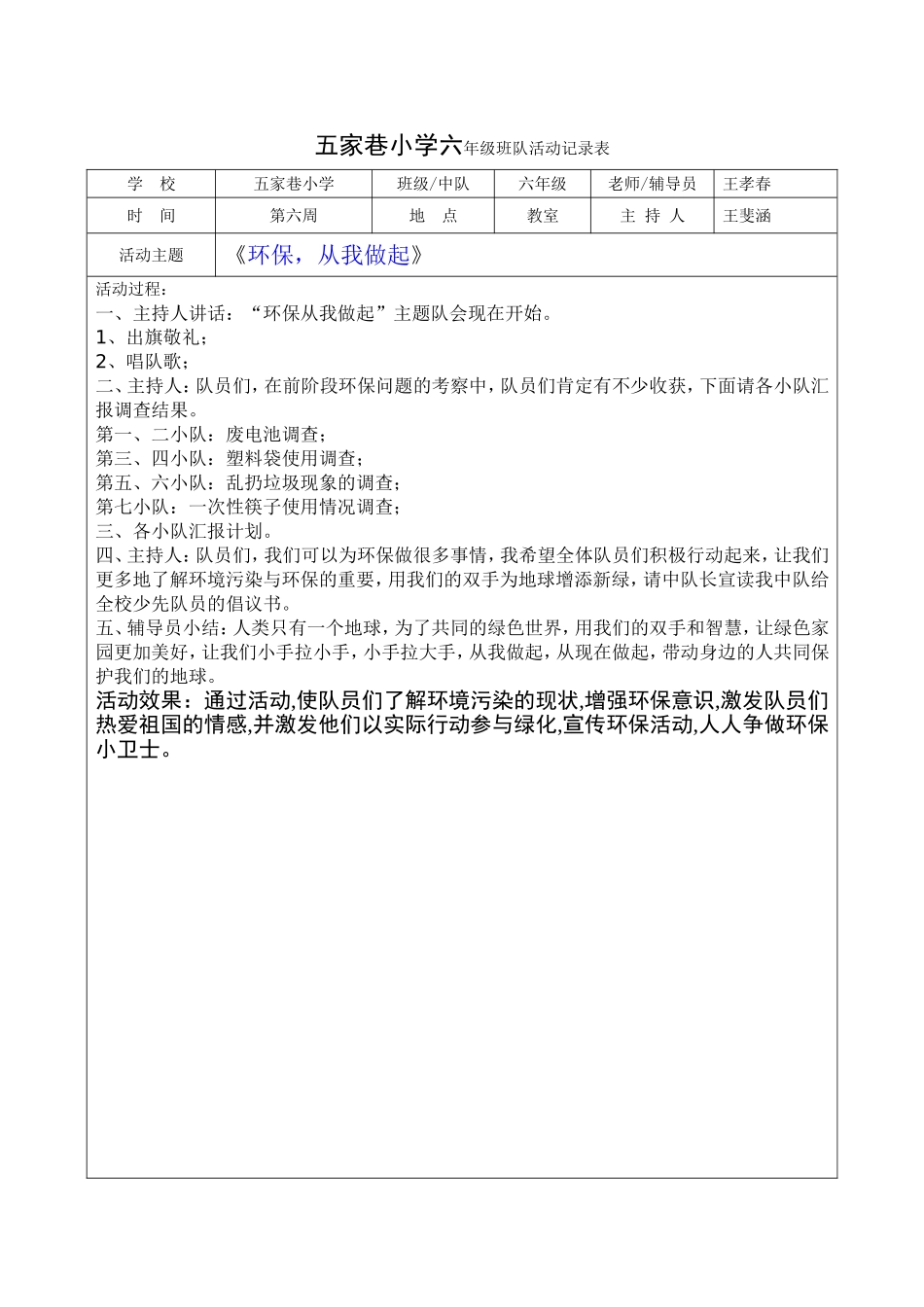 六年级班队活动记录表[1]_第2页