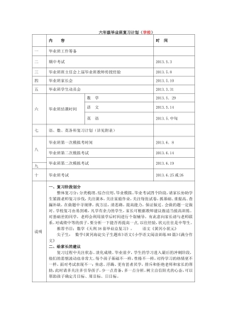 六年级毕业班复习计划