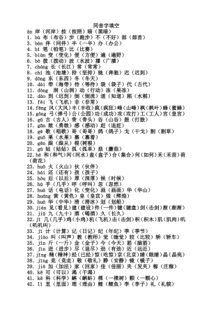 六年级毕业复习——同音字填空