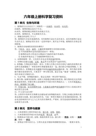六年级毕业会考综合复习资料