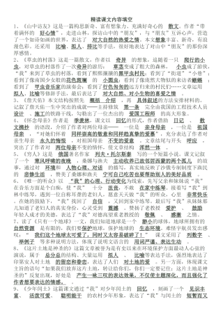 六年级上册人教版精读课文内容填空参考答案