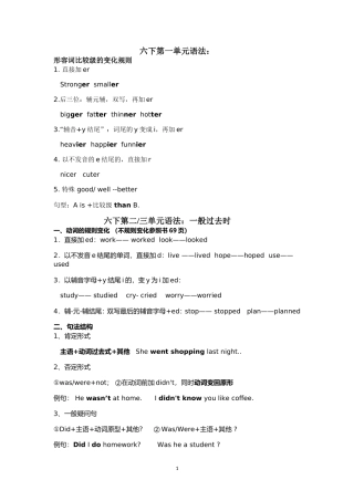 六年级下册英语语法及总时态复习