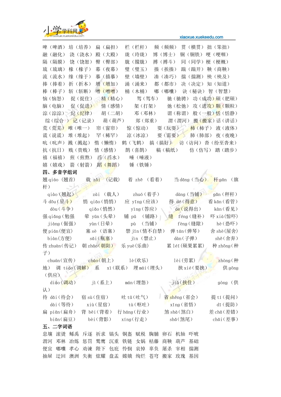 六年级下册语文【教材梳理】专项部分-字词-语文S版【小学学科网】_第2页