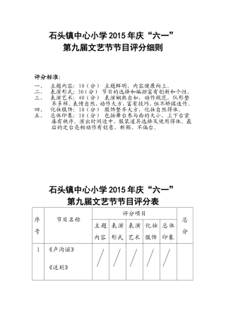 六一节目评分表、评分结果