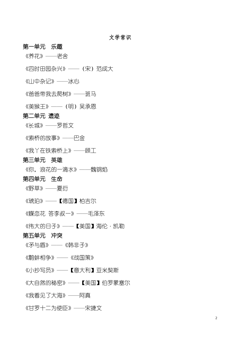 六年级下册作家作品及名人名言_第2页