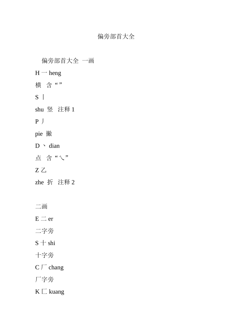 偏旁部首大全_第1页