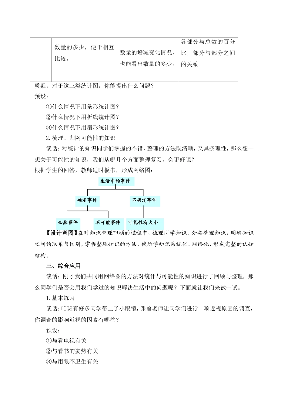 六下6-8统计与概率整理与复习教学设计_第3页
