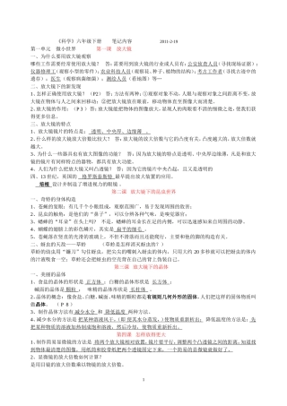 六下科学笔记