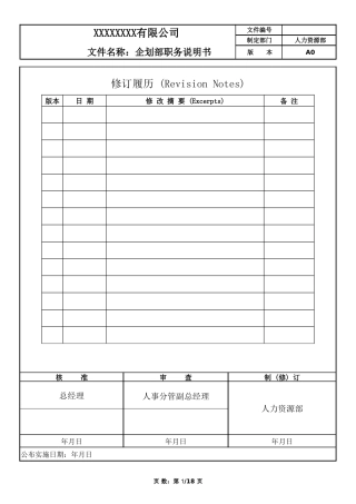 企划部人员岗位职责