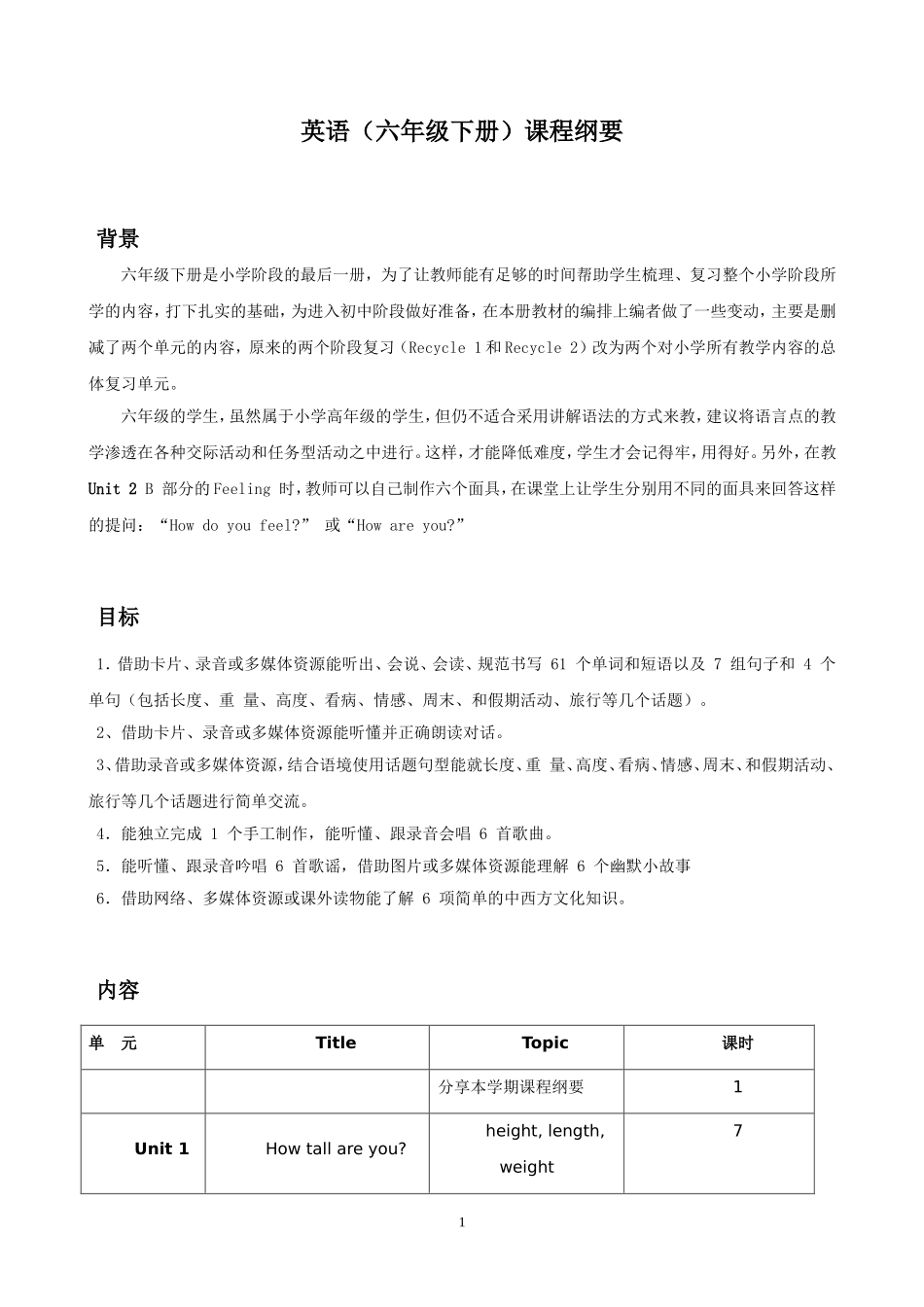 六下英语课程标准_第1页