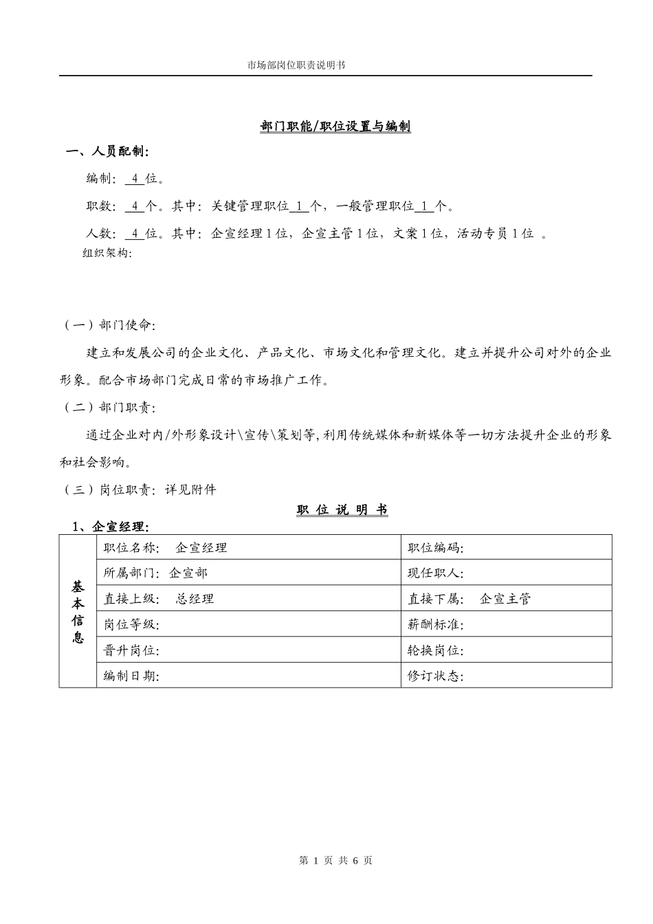 企宣部岗位职责说明书_第1页