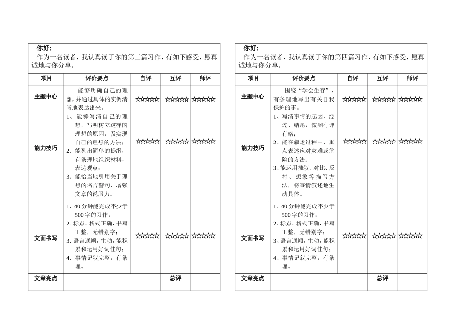 六下作文评价表格_第2页