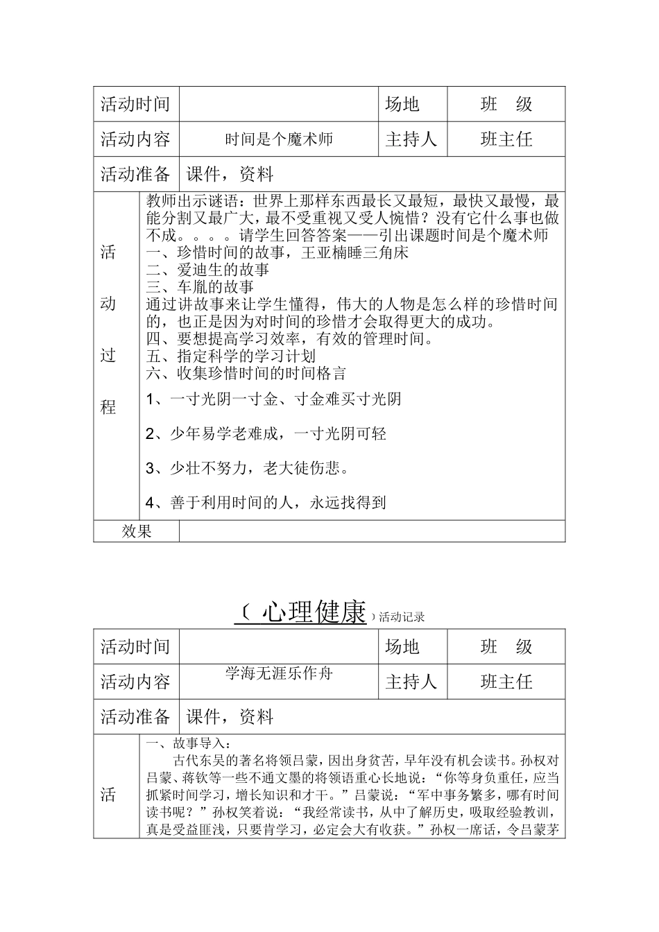 六年级心理健康活动记录(上)_第2页