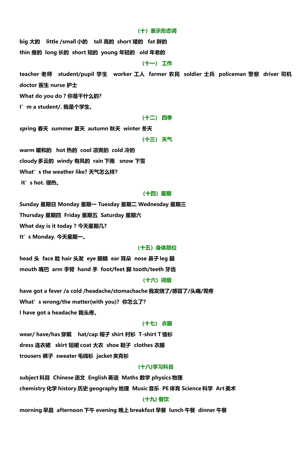 六年级英语单词句子总复习(36年级)_第3页