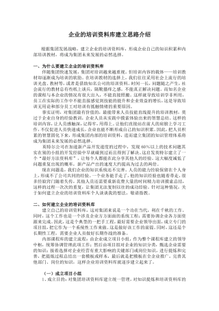 企业的培训资料库建立思路介绍