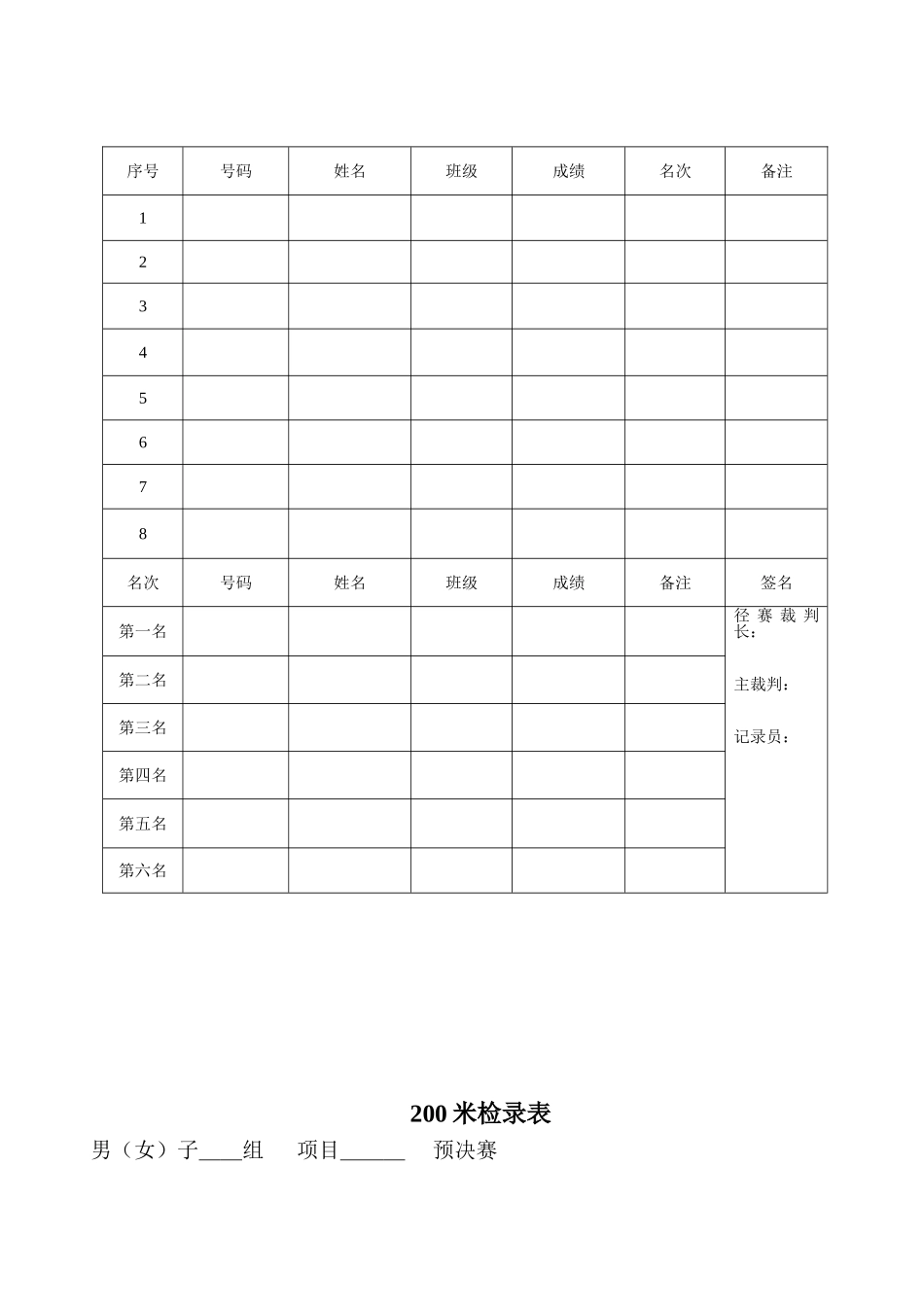 倪楼小学田径运动会各种记录表格_第3页