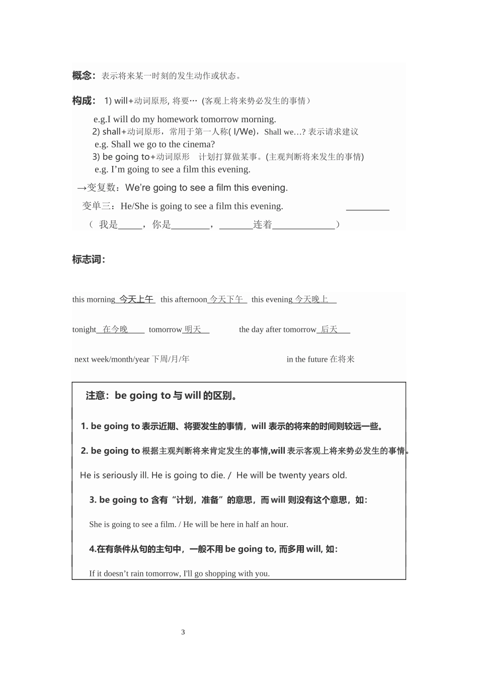 六年级英语上册unit3主要知识点_第3页