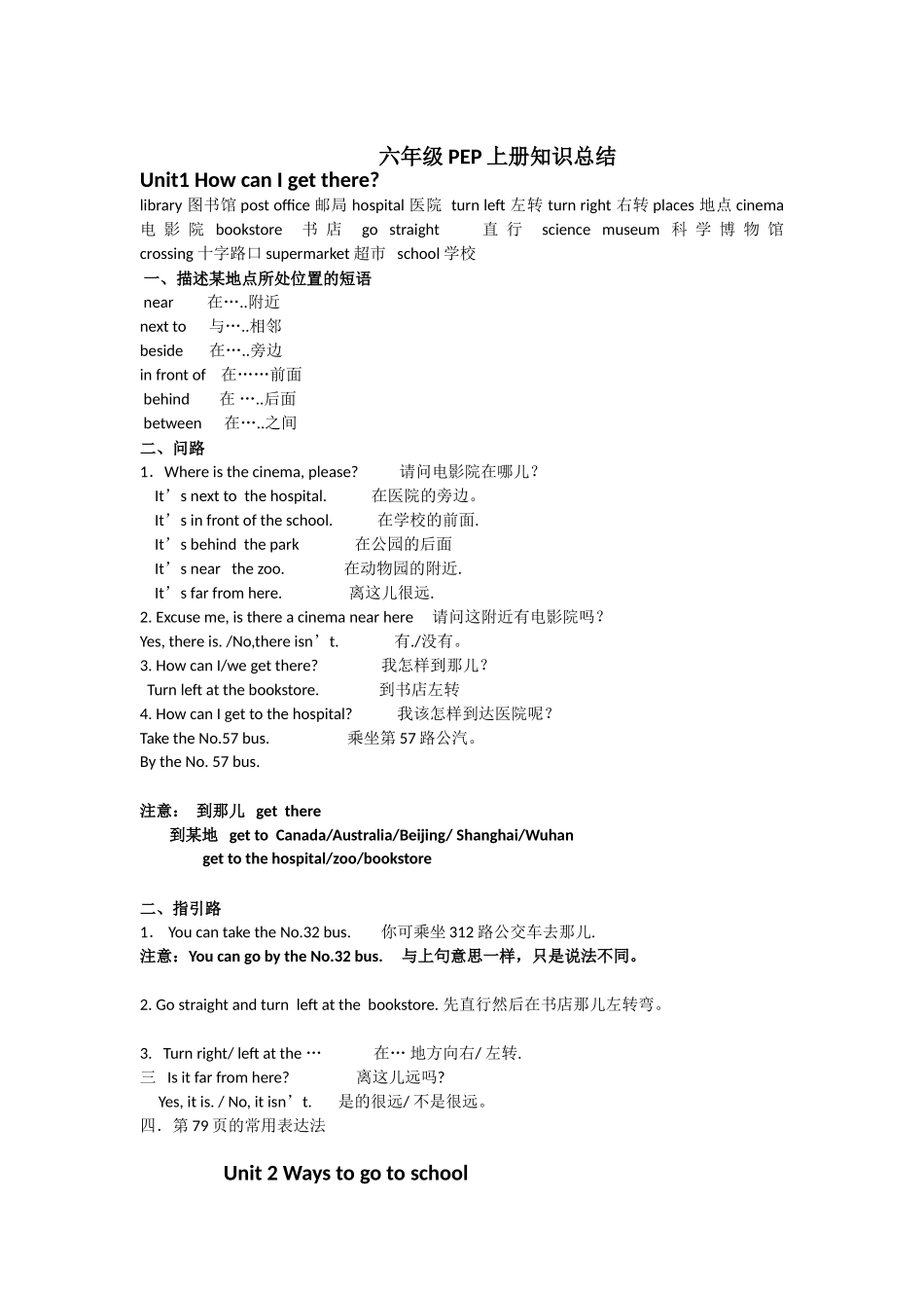 六年级英语上下册知识点总结_第1页