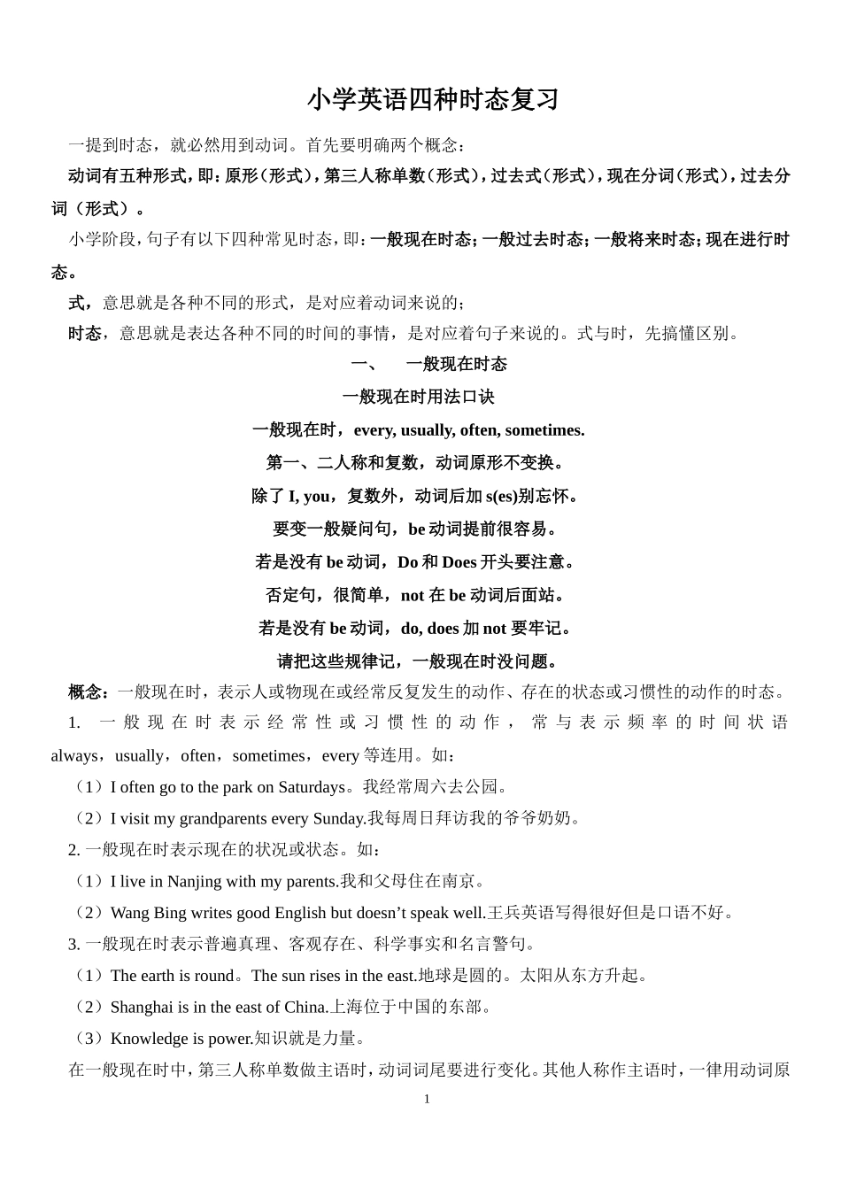 六年级英语时态综合练习_第1页