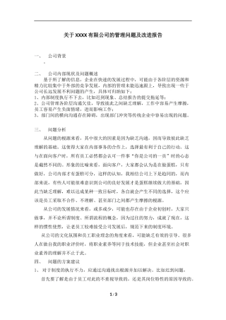 企业管理问题及改进报告