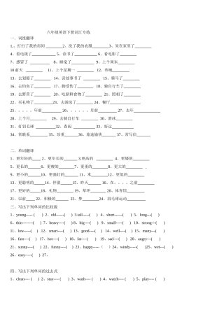 六年级英语下册词汇专练