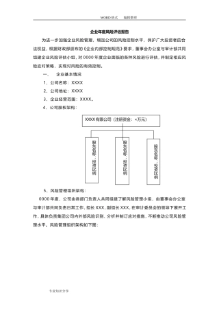 企业风险评估实施报告